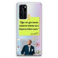Huawei P40 Kılıf Caps Atatürk Arka Kapak Koruma Desenli Full Koruyucu