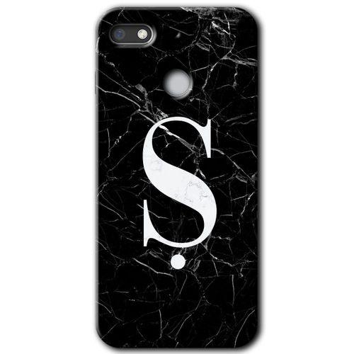 General Mobile GM 8 Go Kılıf HD Desen Baskılı Arka Kapak - Siyah Mermer Desenli Ş Harfi