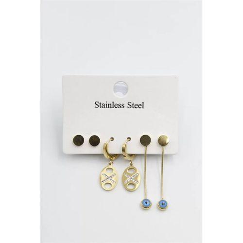 Çoklu Nazar Küpe - Altın