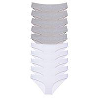 10 Adet Süper Eko Set Likralı Kadın Slip Külot Gri Beyaz