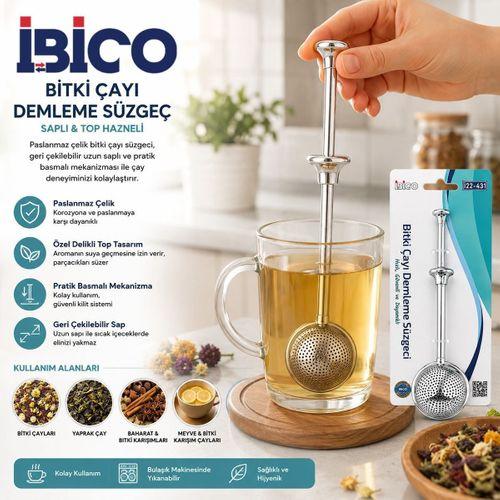 Saplı Paslanmaz Çelik Bitki Çay Demleme Süzgeç (Çap 5 cm)