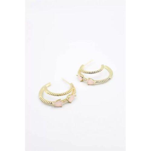 Taşlı Halka Küpe - Altın