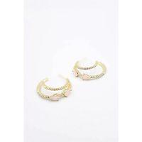 Taşlı Halka Küpe - Altın