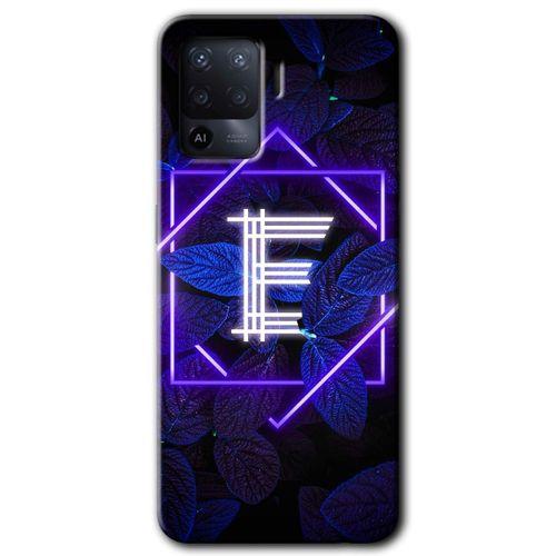 Oppo Reno 5 Lite Kılıf HD Desen Baskılı Arka Kapak - Dark Neon Yaprak E Harfi