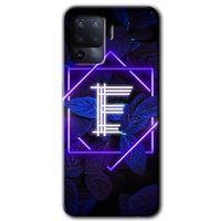 Oppo Reno 5 Lite Kılıf HD Desen Baskılı Arka Kapak - Dark Neon Yaprak E Harfi