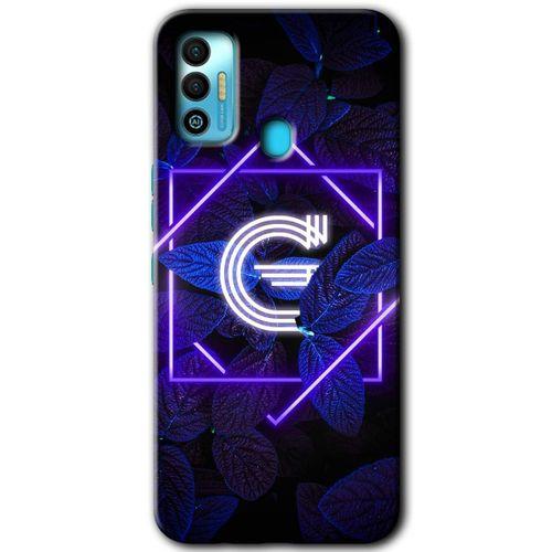 Tecno Spark 7T Kılıf HD Desen Baskılı Arka Kapak - Dark Neon Yaprak G Harfi + Kırılmaz Cam