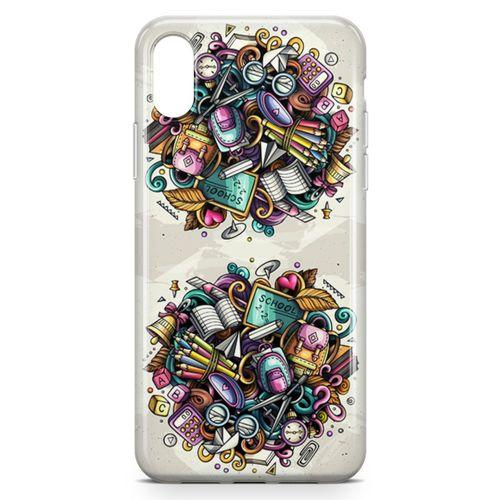 Apple iPhone XS Max Kılıf Kırtasiye Malzemeleri Doodle Arka Kapak Koruma Desenli Full Koruyucu