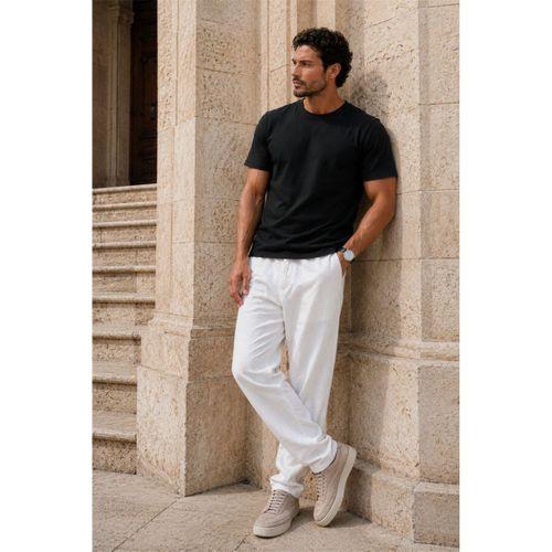 Sorrentino Relax Fit %100 Pamuk Flamlı Kumaş Erkek Jogger Pantolon - Ekru