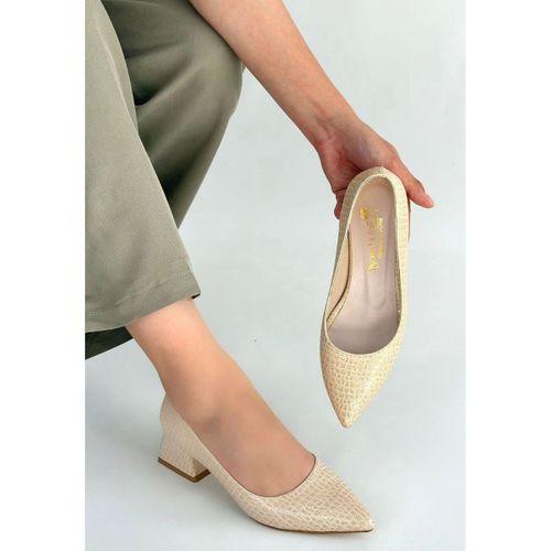 Meort Bej Rugan Topuklu Ayakkabı