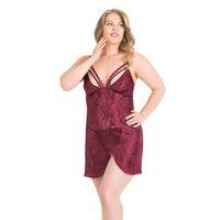 Büyük Beden Bordo Kısa Jakarlı Gecelik