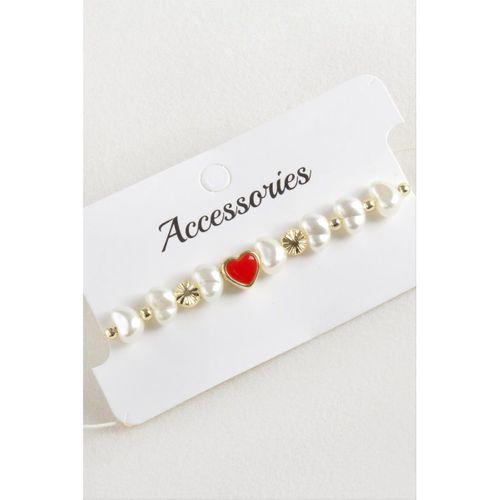 Kalp İnci Boncuk Makrome İp Bileklik