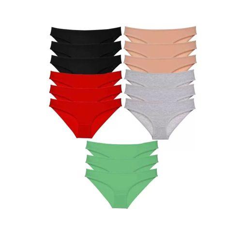 15 Adet Süper Eko Set Likralı Kadın Slip Külot Siyah Kırmızı Ten Gri Yeşil