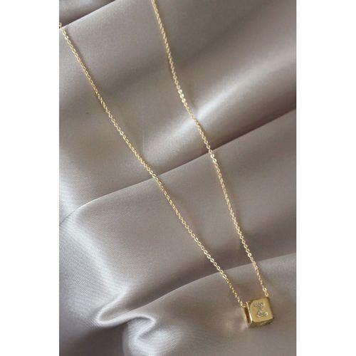 Gold Renkli Küp Model Zirkon Taşlı Z Harfli Kolye