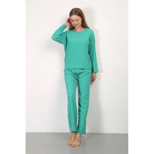 Kadın Bürümcük Kumaş Pijama Takım Yeşil