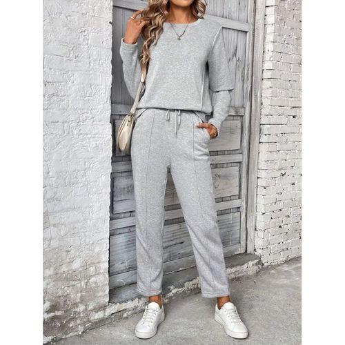 Kadın Uzun Kollu Yanları Nervurlu Viskon Iki Iplik Ve Pantolon Ikili Takım