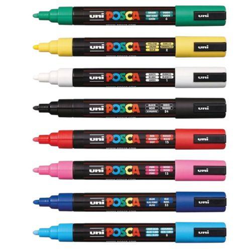UNİBALL POSCA (1.8-2.5) SU BAZLI BOYAMA MARKÖRÜ ANA RENKLER 8'li SET ( N ) (UNİ-PC-5M)/ 8C SET