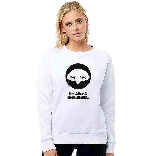 Evangelion Shamshel Baskılı Beyaz Kadın Sweatshirt