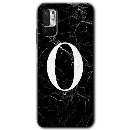 Poco M3 Pro Kılıf HD Desen Baskılı Arka Kapak + Temperli Cam - Siyah Mermer Desenli O Harfi