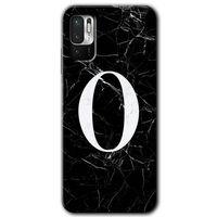 Poco M3 Pro Kılıf HD Desen Baskılı Arka Kapak + Temperli Cam - Siyah Mermer Desenli O Harfi