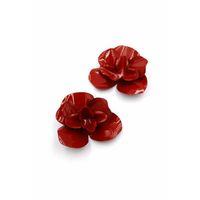 Metal Çiçek Küpe - Kırmızı