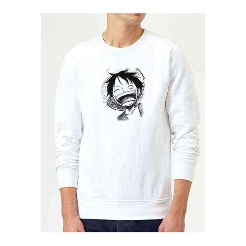 One Piece Zoro Baskılı Beyaz Erkek Sweatshirt