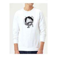 One Piece Zoro Baskılı Beyaz Erkek Sweatshirt