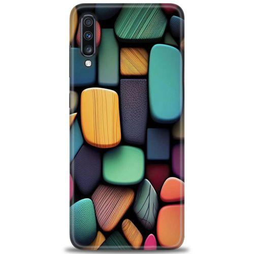 Samsung Galaxy A70 Kılıf HD Baskılı Kılıf - Renkli Taşlar + Tam Ekran Koruyucu
