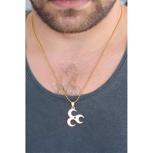 Gold Renk Metal 3 Hilal Figürlü Erkek Kolye