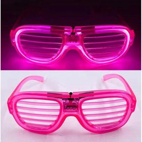 Pembe Led Işıklı Parti Gözlüğü - Şerit Gözlük 3 Modlu