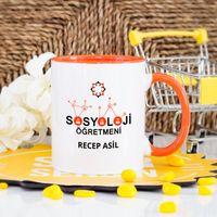 Kişiye Özel Sosyoloji Öğretmeni Kupa Bardak - Turuncu