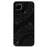 MRCİLETİSİM Realme C21 Kılıf HD Desen Baskılı Arka Kapak + Temperli Cam - Siyah Mandala