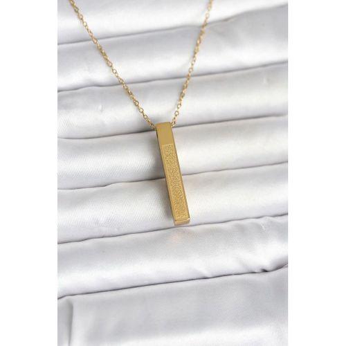 316L Çelik Gold Renk Ayetel Kürsi Yazılı Bar Çubuk Kolye