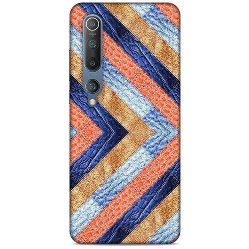 Xiaomi Mi 10 Kılıf Patchwork (3) Kapak Lacivert Turuncu