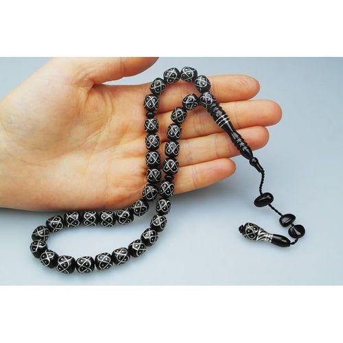 Oltu Taşı Örgü Model İşlemeli Tespih