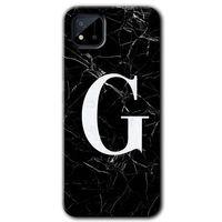 Realme C11 HD Baskılı Kılıf + 9D Tam Ekran Koruyucu - Siyah Mermer Desenli G Harfi