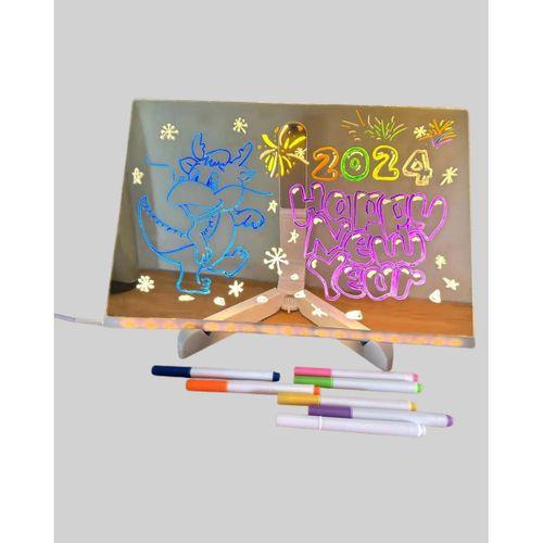Led Işıklı Akrilik Yazı Tahtası Renkli Kalem Setiyle
