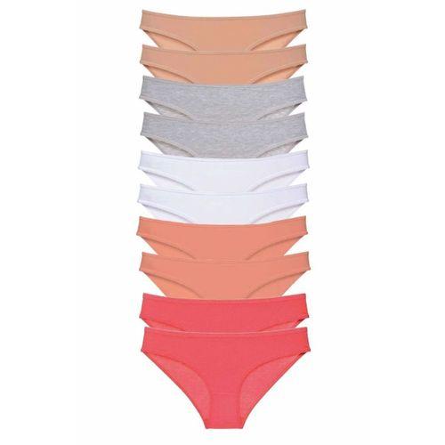 10 adet Süper Eko Set Likralı Kadın Slip Külot Ten Gri Beyaz Pudra Fuşya
