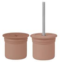 OiOi OiOi Ham+Hüp Pipetli Silikon Bardak Seti Woody Brown / Powder Grey