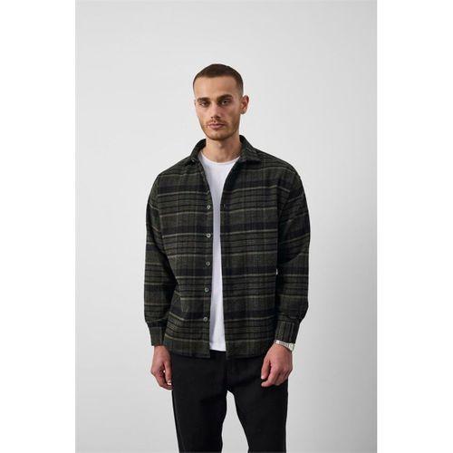Brandon Relaxed Fit Pamuklu Geniş Çizgili Oduncu Erkek Gömlek - Yeşil
