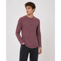 Erkek Dokulu Çizgili Uzun Kollu Tişört Oval Kesim - Bordo