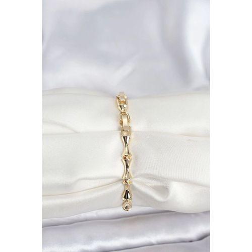 Pirinç Gold Renk VIP Seri Kemik Model Zirkon Taşlı Kadın Bileklik