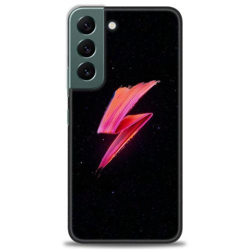 Samsung Galaxy S22 Kılıf HD Baskılı Kılıf - Pembe Şimşek + Tam Ekran Koruyucu