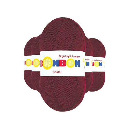 5 Adet Kristal El Örgü Lif İpi Bordo 98220 - bonbon mudanis