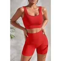 Kadın Kırmızı Kalın Askılı Yüksek Bel Şortlu Gecelik Takımı
