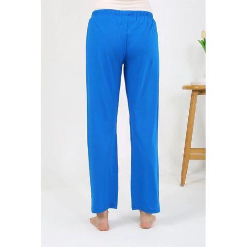 Kadın Penye Düz Tek Alt Pijama Mavi
