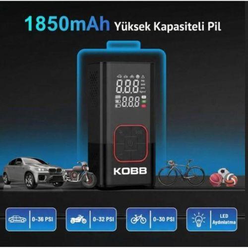 KOBB KB412 Li-ion Şarjlı 150 PSI Dijital Göstergeli Akıllı Lastik Şişirme Pompası+ Powerbank + SOS + Led Lamba