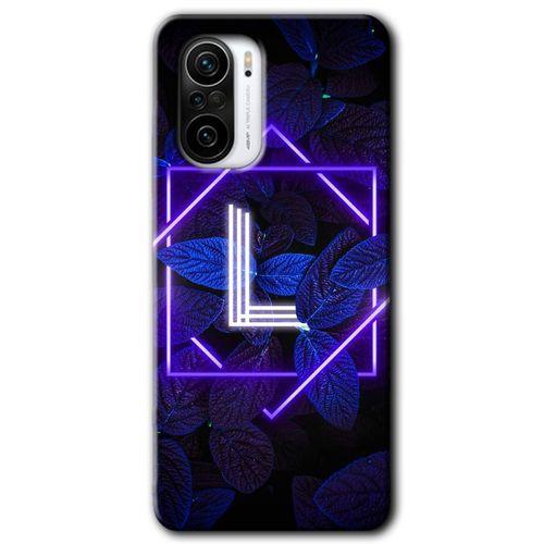 Xiaomi Redmi Mi11i Kılıf HD Desen Baskılı Arka Kapak - Dark Neon Yaprak L Harfi