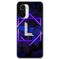 Xiaomi Redmi Mi11i Kılıf HD Desen Baskılı Arka Kapak - Dark Neon Yaprak L Harfi