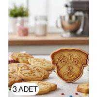 3Lü Shih Tzu Şekillendirici Kalıp Kurabiye Hamur Kesici Oyun ve Şeker Hamuru Seti