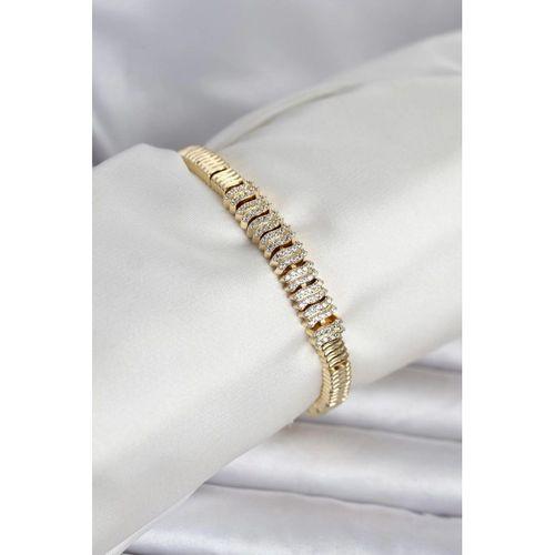 Pirinç Gold Renk Zirkon Taşlı Kadın Bileklik